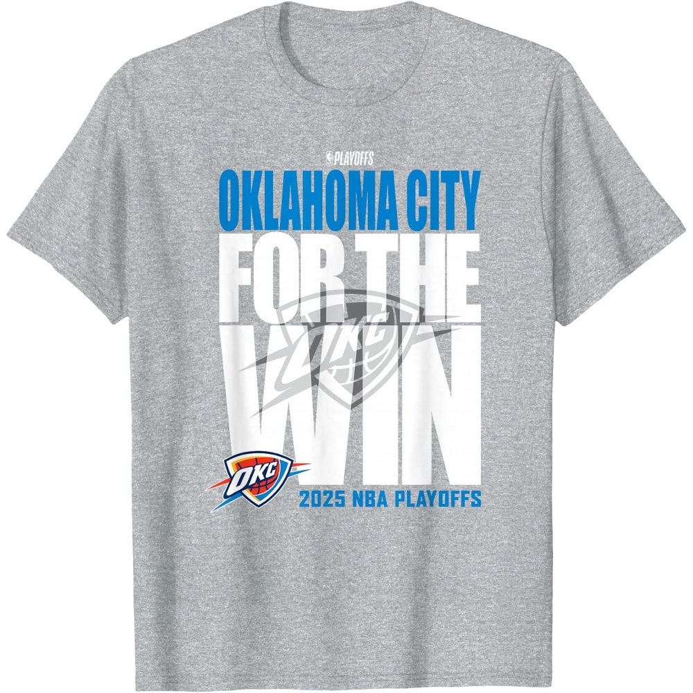 image:imageNBA Official Oklahoma City Thunder for The Win 2025 Playoffs TShirtHeather Grey