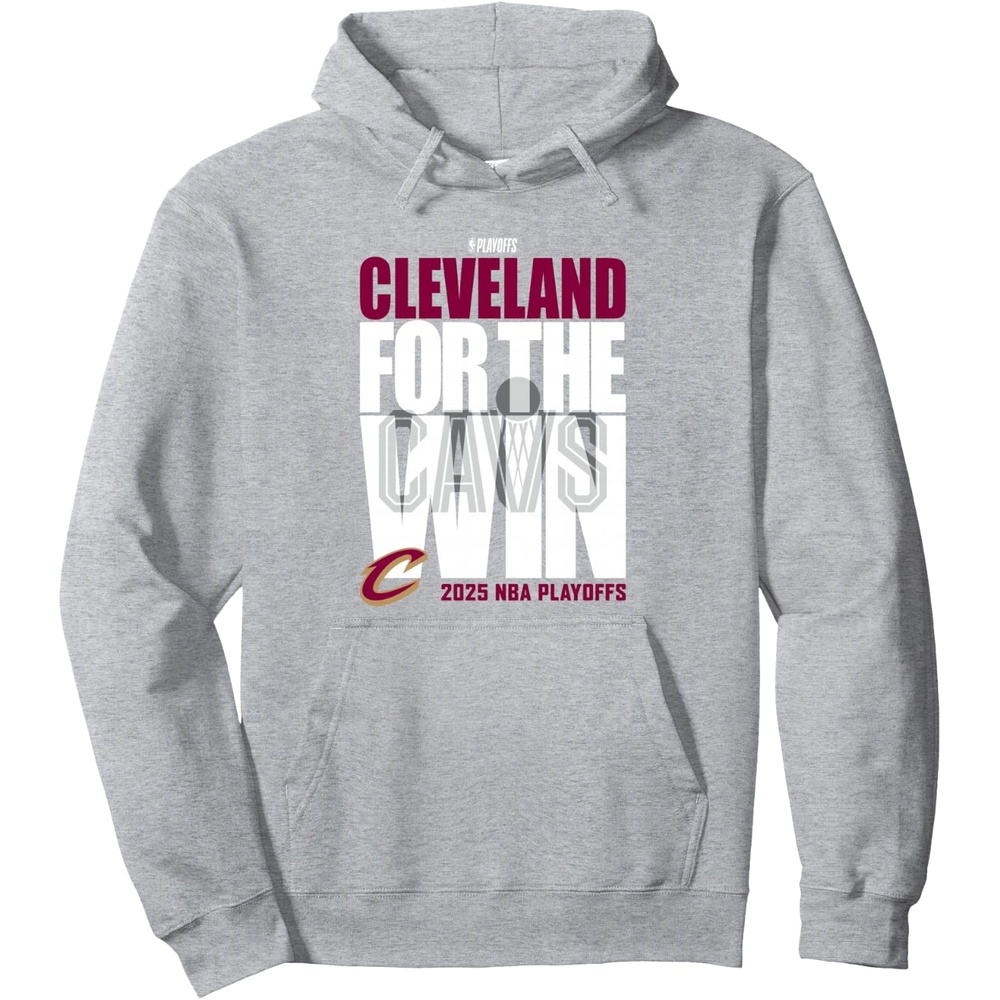 image:imageNBA Official Cleveland Cavaliers For the Win Playoffs 2025 Pullover HoodieHeather Grey
