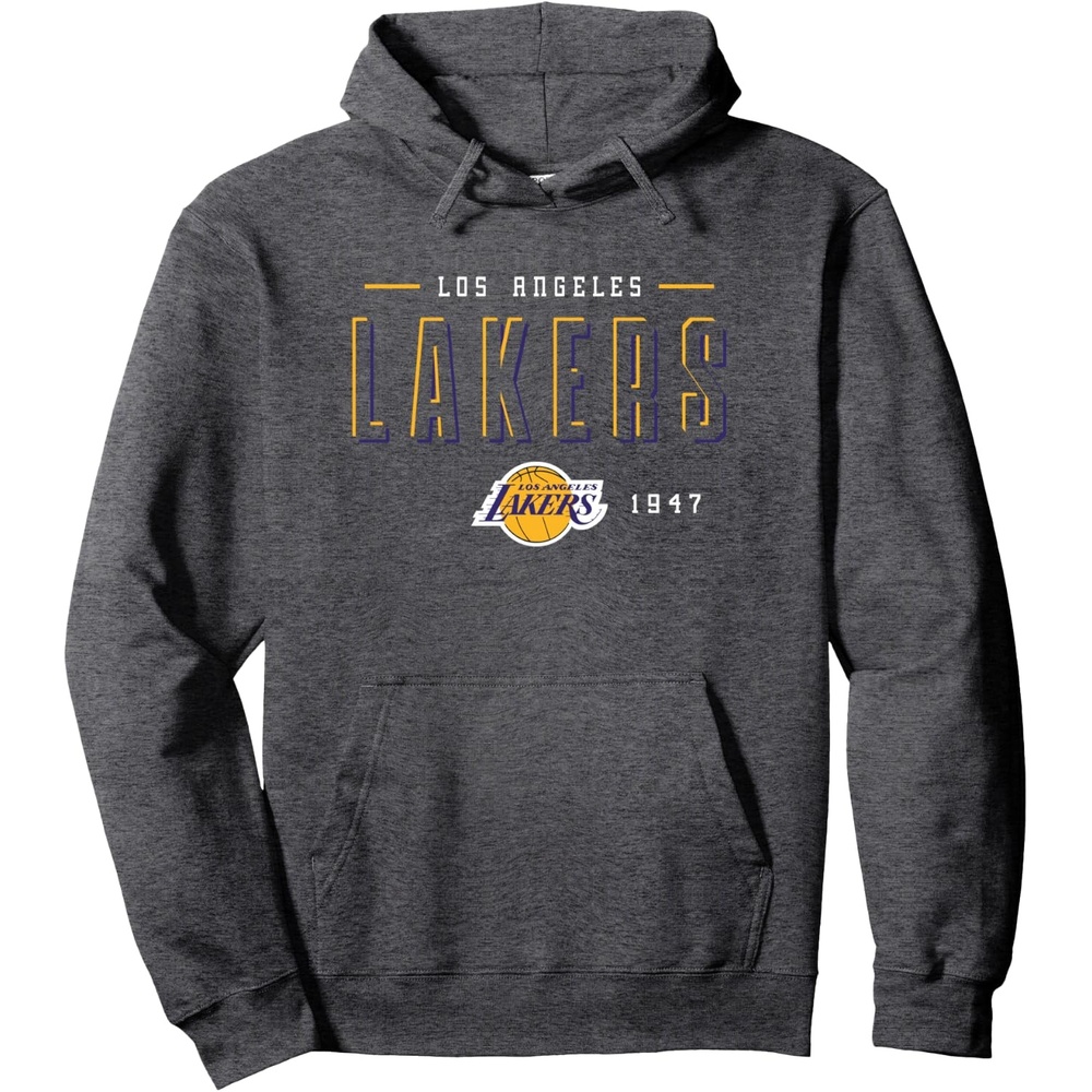 image:imageNBA Official Los Angeles Lakers Half Moon Pullover HoodieDark Heather Grey