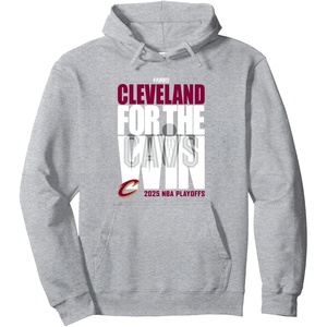 NBA Official Cleveland Cavaliers For the Win Playoffs 2025 Pullover Hoodie(Heather Grey)