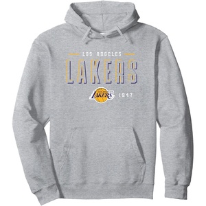NBA Official Los Angeles Lakers Half Moon Pullover Hoodie(Heather Grey)